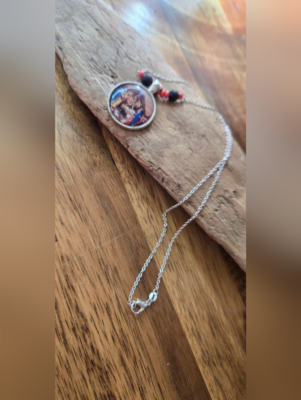 Country Gypsy Nativity Aromatherapy Necklace | Christian Essential Oil Diffuser